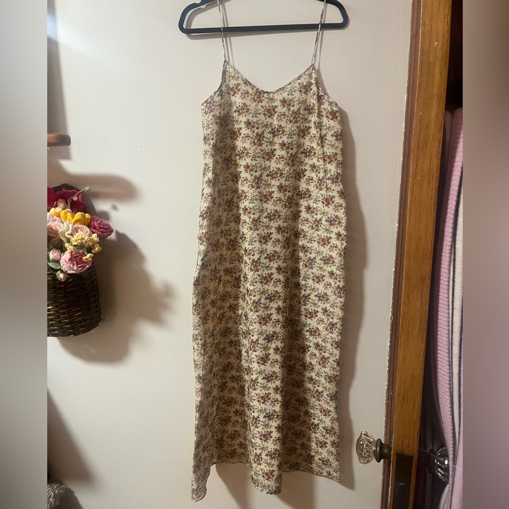 R13 Floral Spaghetti Strap Dress - Cream and Red